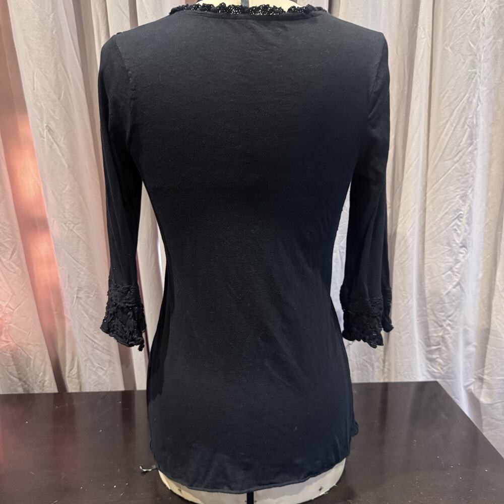 Ann Ferriday VTG Stock 100 % Cotton And Sequin Top S/M - Picture 4 of 5